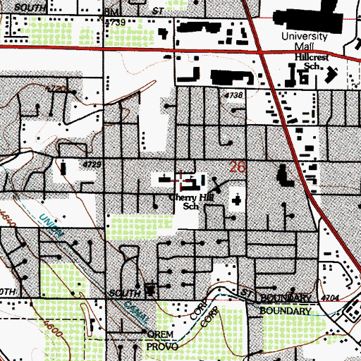 Topographic Map of Cherry Hill Elementary School, UT