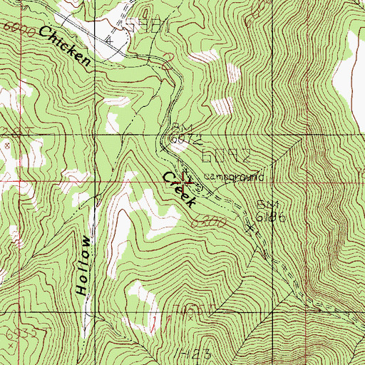 Topographic Map of Chicken Creek Campground, UT