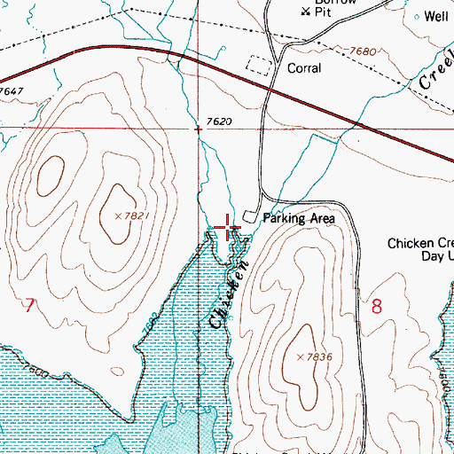 Topographic Map of Chicken Creek Day Use Area, UT