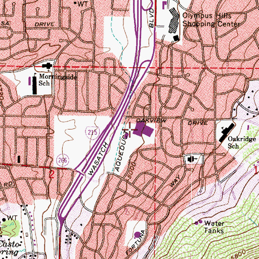 Topographic Map of Churchill Junior High School, UT
