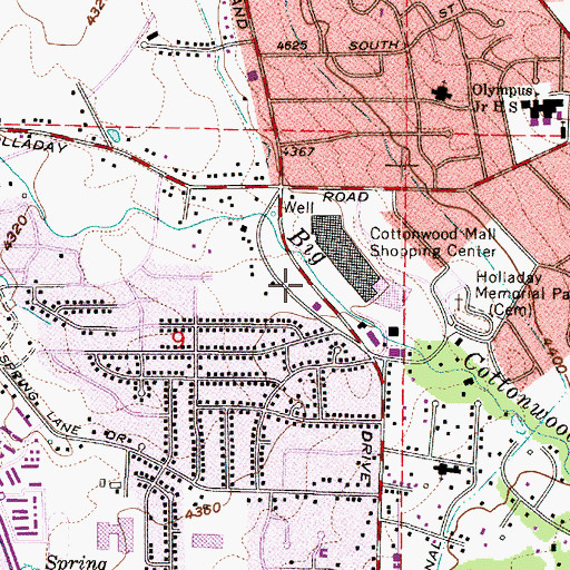 Topographic Map of Creekside Place Shopping Center, UT
