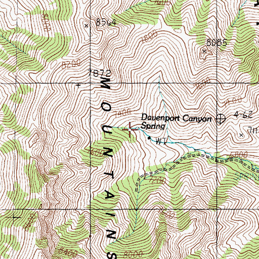 Topographic Map of Davenport Canyon Spring, UT