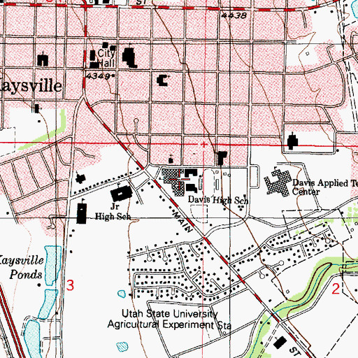 Topographic Map of Davis High School, UT