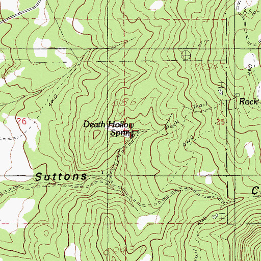 Topographic Map of Death Hollow Spring, UT