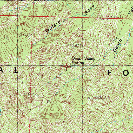 Topographic Map of Death Valley Spring, UT
