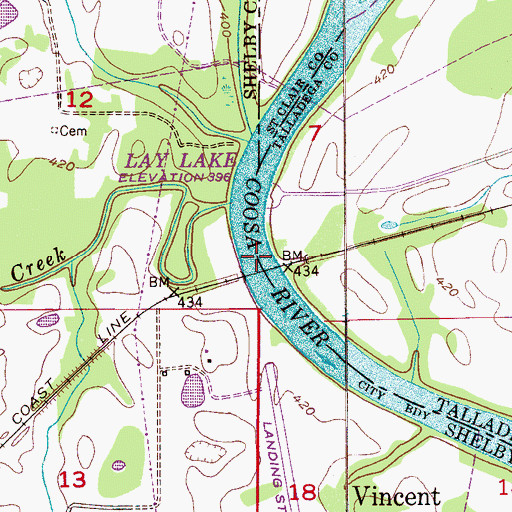 Topographic Map of Glovers Ferry (historical), AL