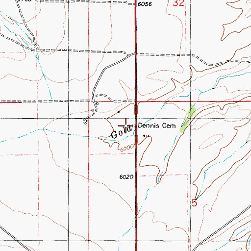 Topographic Map of Dennis Cemetery, UT