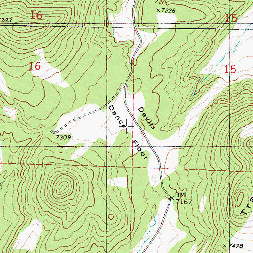 Topographic Map of Devils Dance Floor, UT