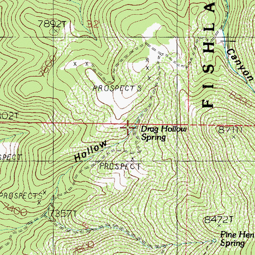 Topographic Map of Drag Hollow Spring, UT