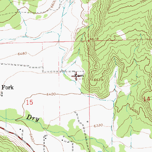 Topographic Map of Dry Fork Cemetery, UT