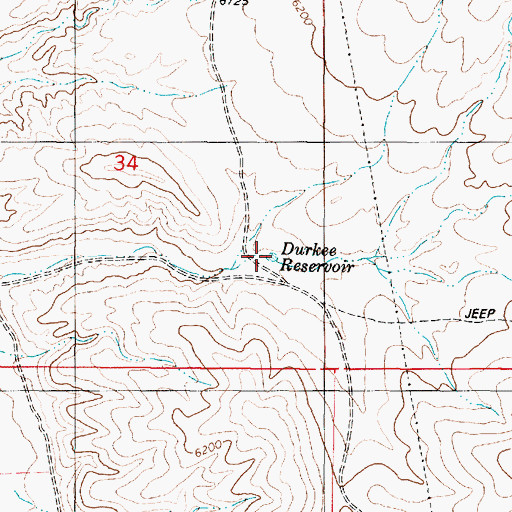 Topographic Map of Durkee Reservoir, UT
