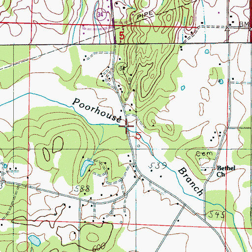 Topographic Map of Goray Spring, AL