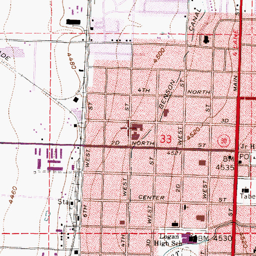 Topographic Map of Ellis Elementary School, UT