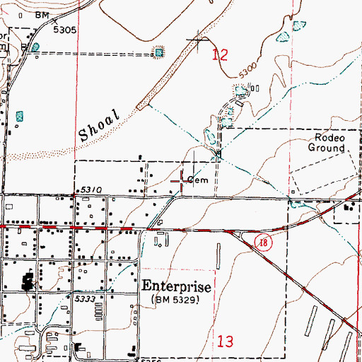Topographic Map of Enterprise City Cemetery, UT