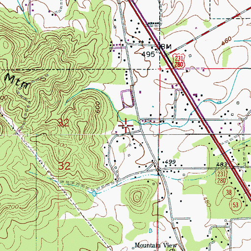 Topographic Map of Green Hill Cemetery, AL
