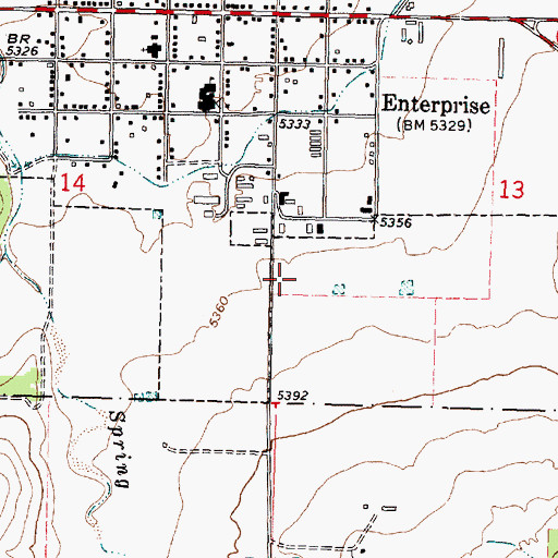 Topographic Map of Enterprise High School, UT