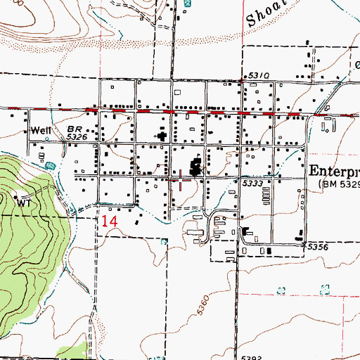 Topographic Map of Enterprise Elementary School, UT