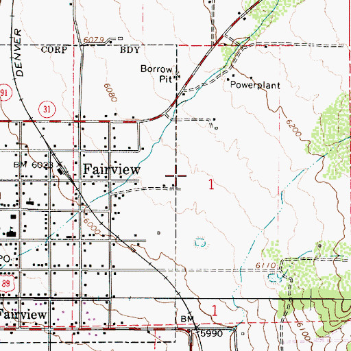 Topographic Map of Fairview Elementary School, UT