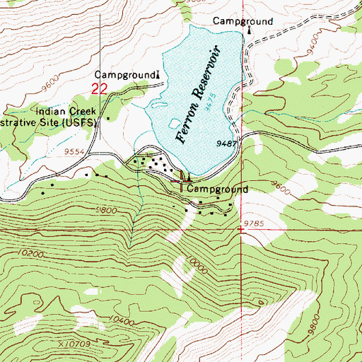 Topographic Map of Ferron Reservoir Campground, UT