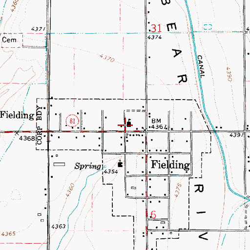 Topographic Map of Fielding Elementary School, UT