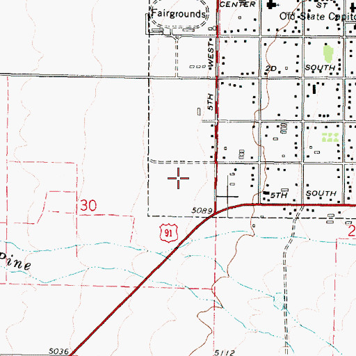 Topographic Map of Fillmore Middle School, UT