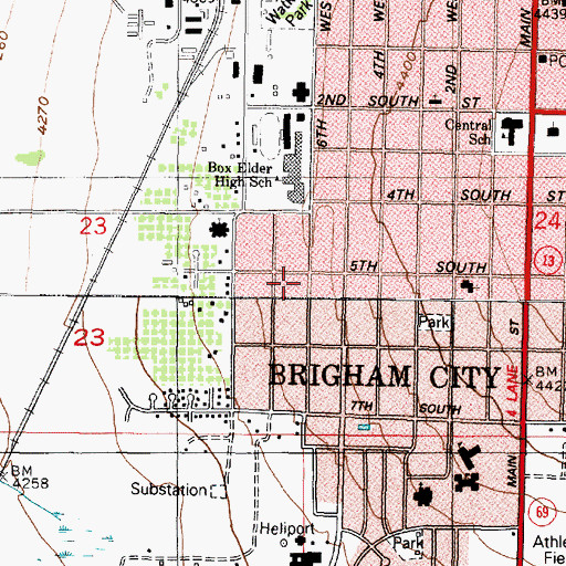 Topographic Map of First Baptist Church, UT