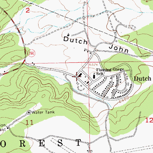 Topographic Map of Flaming Gorge National Recreation Area Headquarters, UT