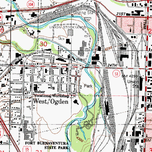Topographic Map of Fort Buenaventura State Park, UT