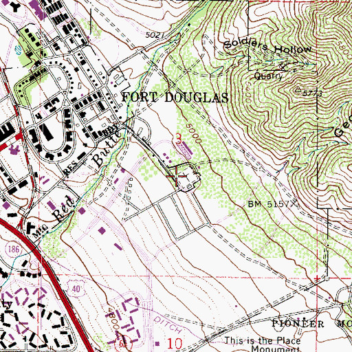 Topographic Map of Fort Douglas Cemetery, UT