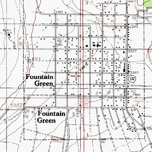 Topographic Map of Fountain Green School, UT