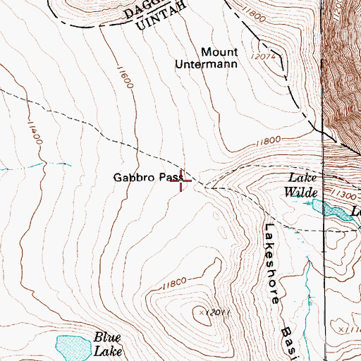 Topographic Map of Gabbro Pass, UT