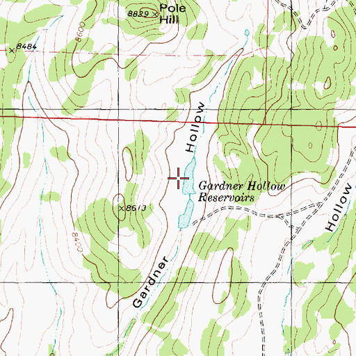 Topographic Map of Gardner Hollow Reservoirs, UT