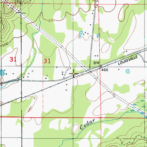 Topographic Map of Hatfield (historical), AL