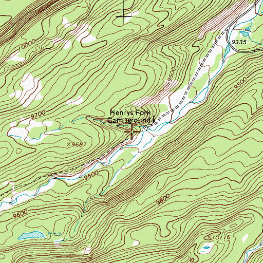 Topographic Map of Henrys Fork Trailhead, UT