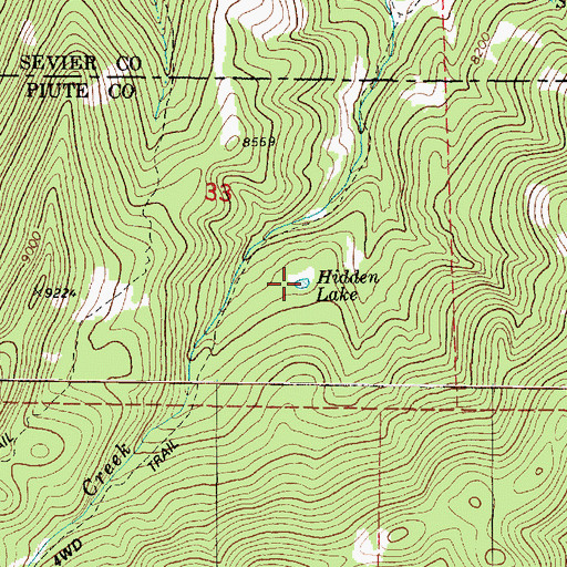 Topographic Map of Hidden Lake, UT