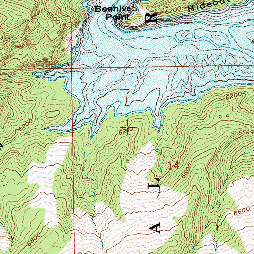 Topographic Map of Hideout Canyon Campground, UT