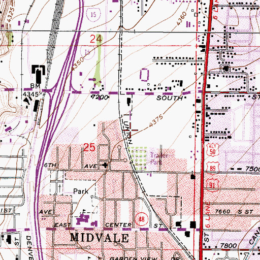 Topographic Map of Highland Ridge Hospital, UT