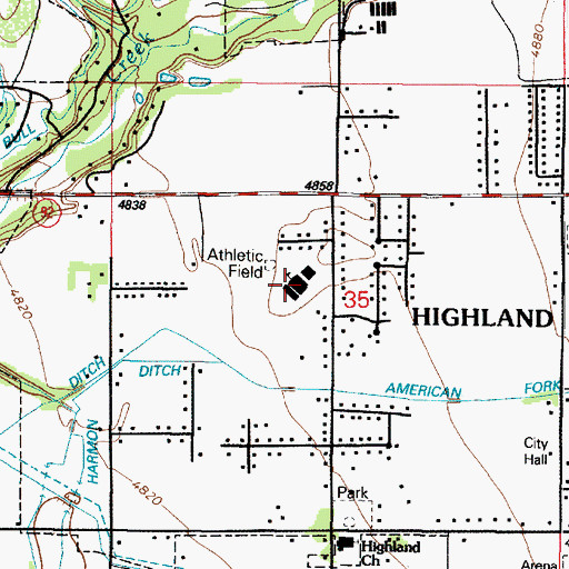 Topographic Map of Highland Elementary School, UT