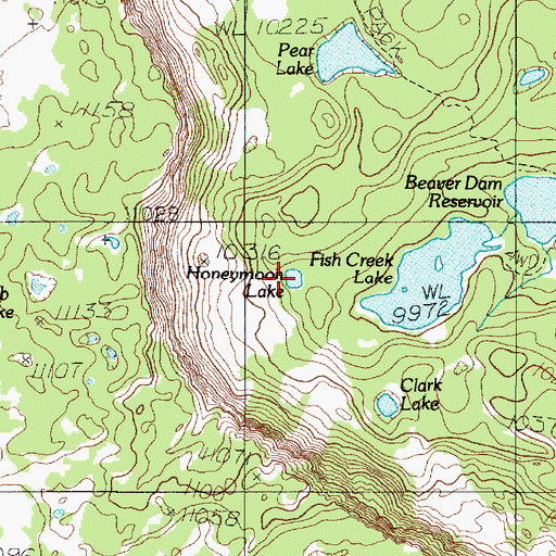 Topographic Map of Honeymoon Lake, UT