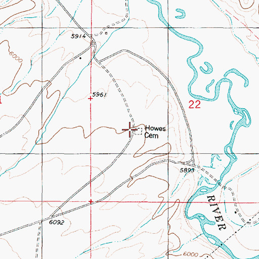 Topographic Map of Howes Cemetery, UT