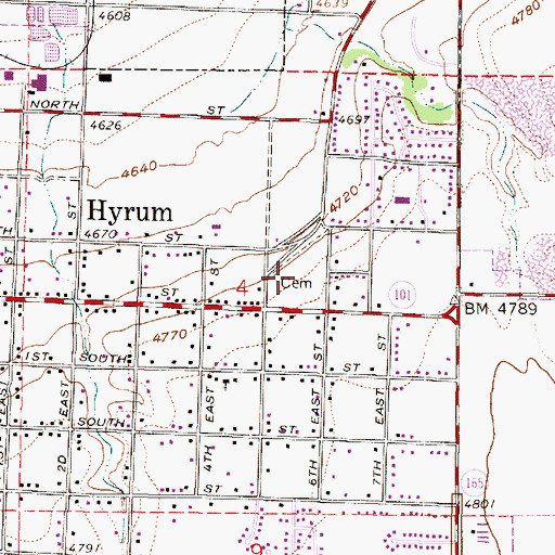 Topographic Map of Hyrum City Cemetery, UT