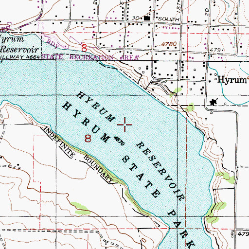 Topographic Map of Hyrum Reservoir State Park, UT
