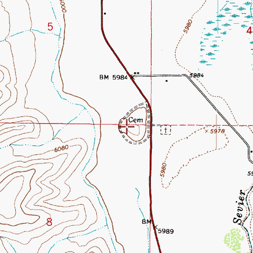 Topographic Map of Junction Cemetery, UT