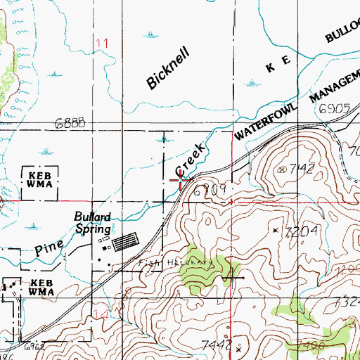 Topographic Map of KE Bullock Waterfowl Management Area, UT