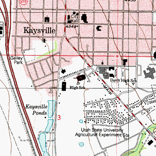Topographic Map of Kaysville Junior High School, UT