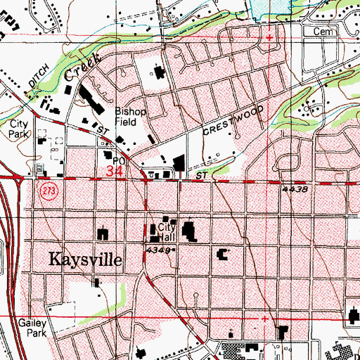 Topographic Map of Kaysville School, UT