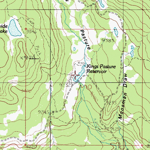 Topographic Map of Kings Pasture Reservoir, UT