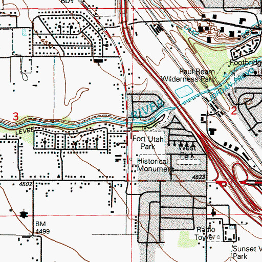 Topographic Map of KOA Campground, UT