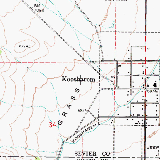 Topographic Map of Koosharem Campground, UT