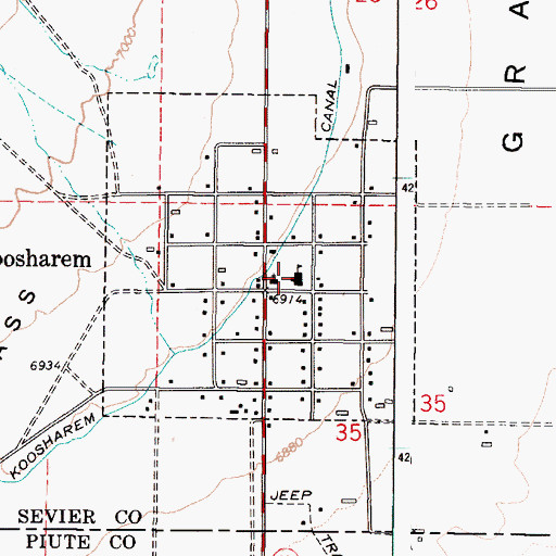Topographic Map of Koosharem Elementary School, UT
